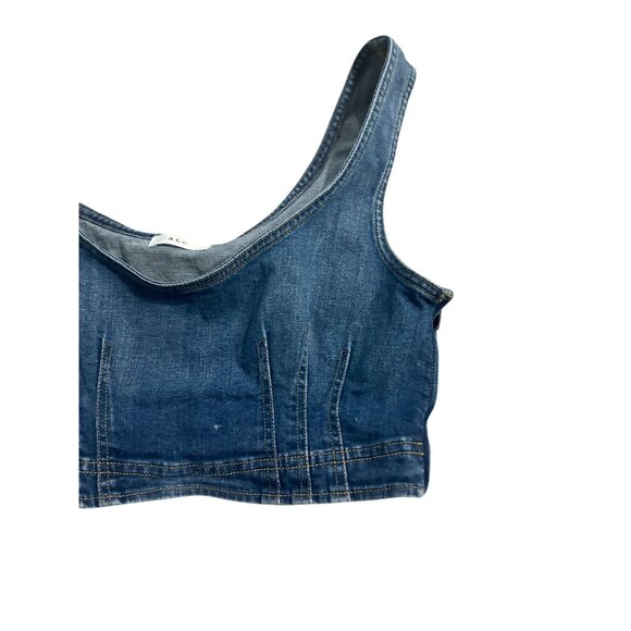 ALC Women's Denim Stitched Crop Tank Top Size 8 - Picture 3 of 5